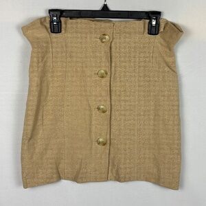 FRNCH Paris Women's Button Up Mini Skirt Sz M Linen Cotton Lined Preppy Academia